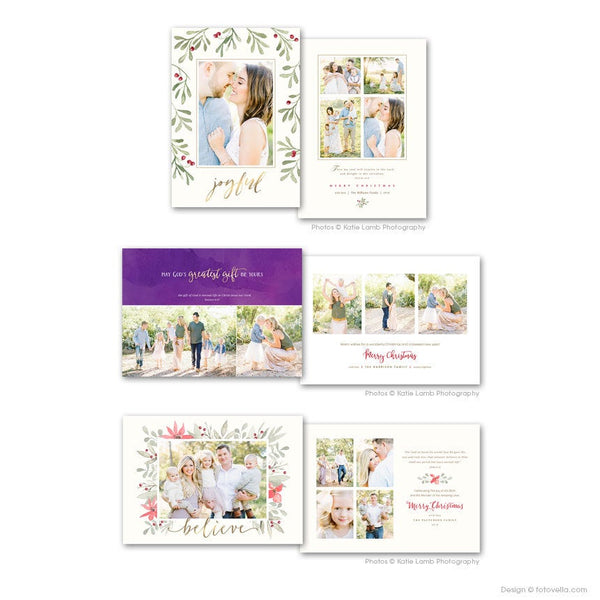 Christian Christmas Photo Card Template - For Photographers - Photoshop Required - CHRISTMAS BLESSINGS BUNDLE - 1612