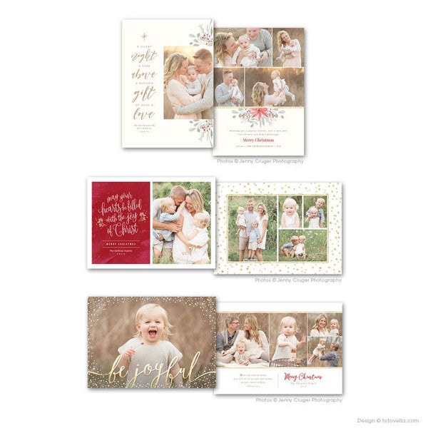 Christian Christmas Photo Card Template - For Photographers - Photoshop Required - CHRISTMAS BLESSINGS BUNDLE - 1612