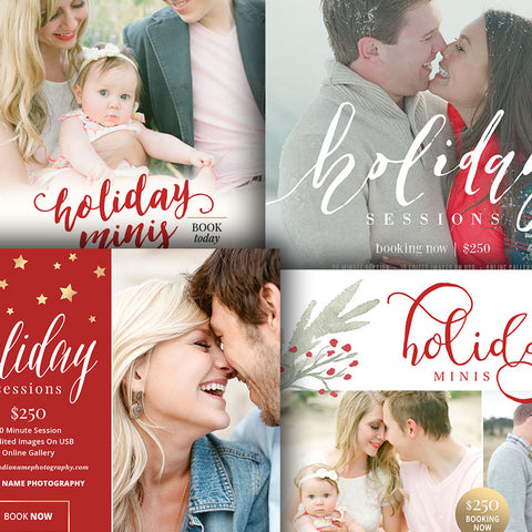 Holiday Mini Session Marketing Boards - Christmas Session Marketing Boards - Four Piece Bundle - HOLIDAY JOY BUNDLE - 1584