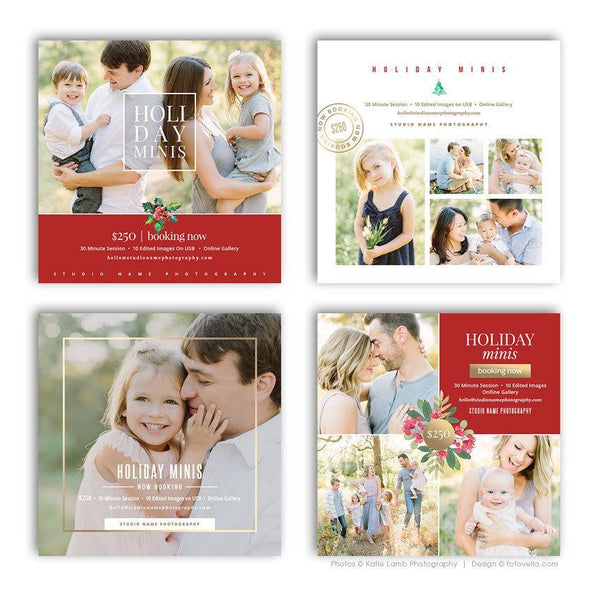 GIANT BUNDLE: 50 Christmas Mini Session Marketing Template Bundle for Photographers, Holiday Templates, Photoshop Marketing Templates