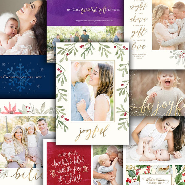 Christian Christmas Photo Card Template - For Photographers - Photoshop Required - CHRISTMAS BLESSINGS BUNDLE - 1612