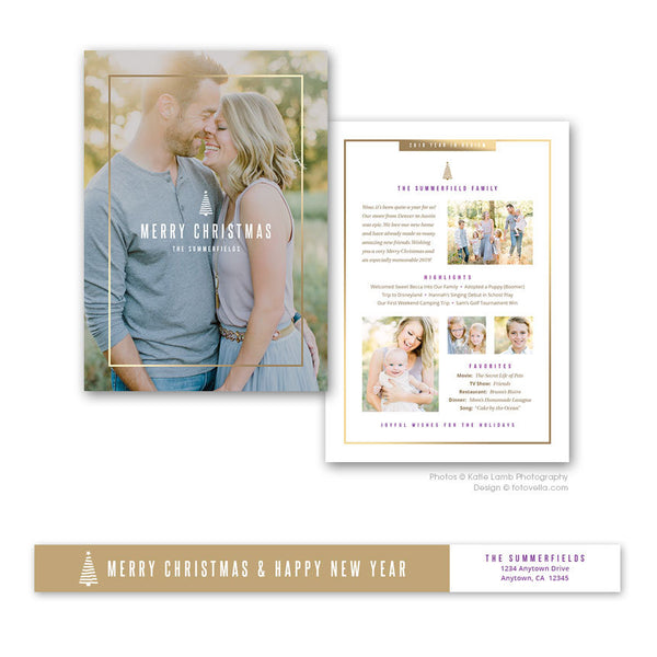 Modern Christmas Photo Card Template - Modern Holiday Year In Review Newsletter Card Template - Photoshop Required - MODERN MERRY - 1589