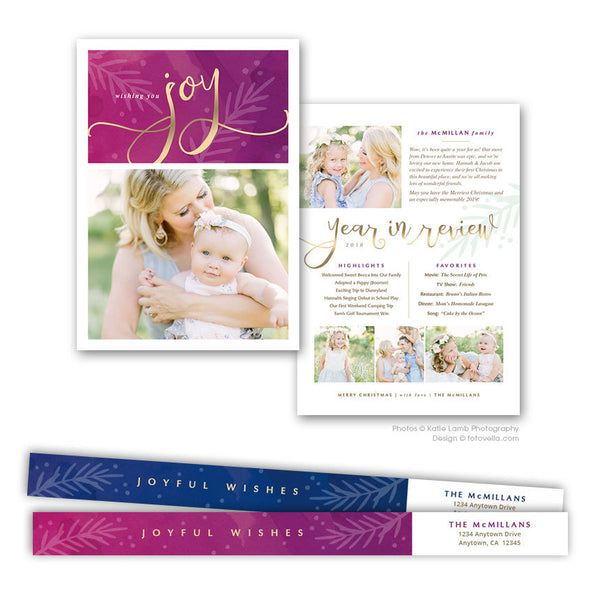 Holiday Photo Card Newsletter Template - Modern Design For Photographers - Photoshop Required - JOY - 1590