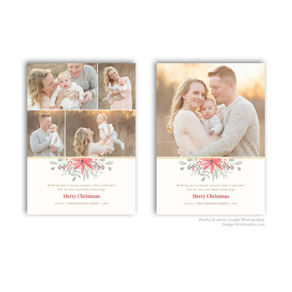 Christian Religious Themed Christmas Photo Card Photoshop Template For Photographers - HOPE & LOVE - 1594