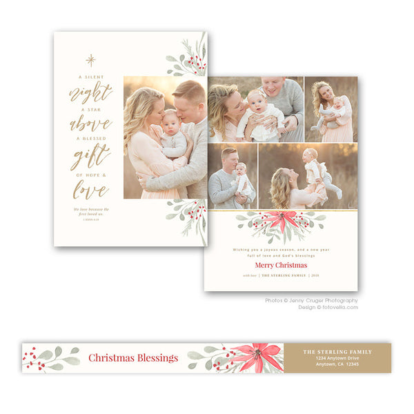 Christian Religious Themed Christmas Photo Card Photoshop Template For Photographers - HOPE & LOVE - 1594