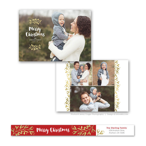 Holiday Photo Card Photoshop Template - 7x5 Horizontal Card - For Photographers - TIDINGS - 1597