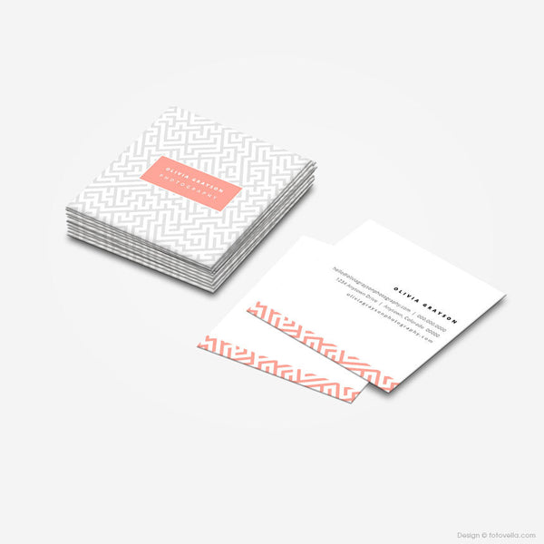 Photographer Square Business Card Photoshop Template - Photography Branding Templates - OLIVIA - 1620