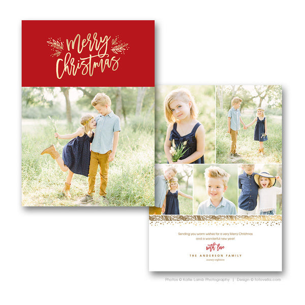 Christmas Photo Card Template - Holiday Card Template - For Photographers - Photoshop Required - MERRY CHRISTMAS - 1598