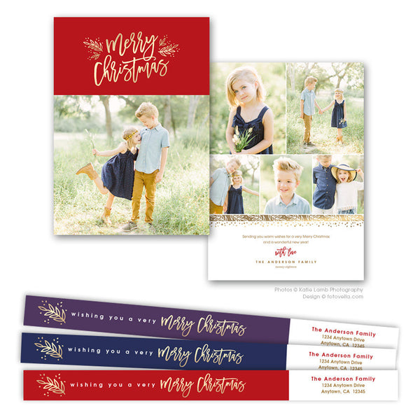 Christmas Photo Card Template - Holiday Card Template - For Photographers - Photoshop Required - MERRY CHRISTMAS - 1598