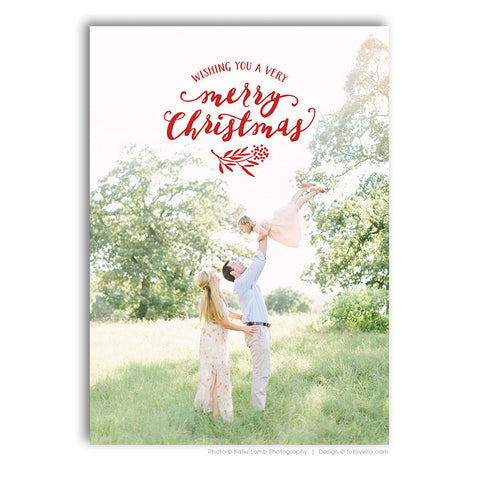Holiday Photo Card Template - Christmas Card Template - For Photographers - Photoshop Required - VERY MERRY - 1599