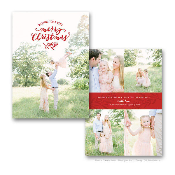 Holiday Photo Card Template - Christmas Card Template - For Photographers - Photoshop Required - VERY MERRY - 1599