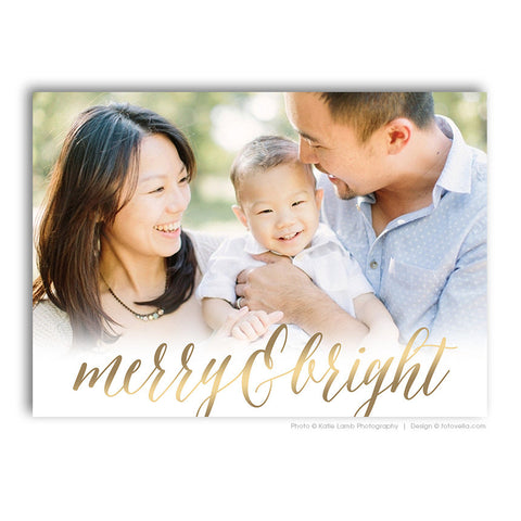 Holiday Photo Card Template - Christmas Card Template - For Photographers - Photoshop Required - MERRY & BRIGHT - 1600