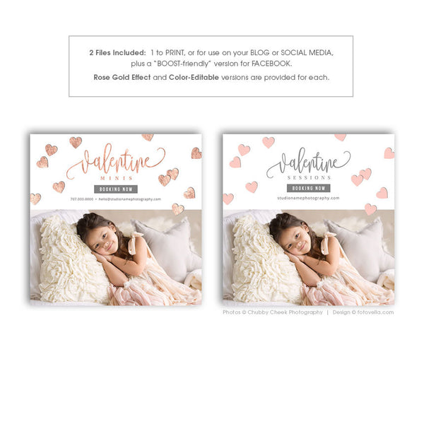 Valentine's Day Mini Session Template | Valentine's Sessions Promo Card - HEARTFELT - 1633
