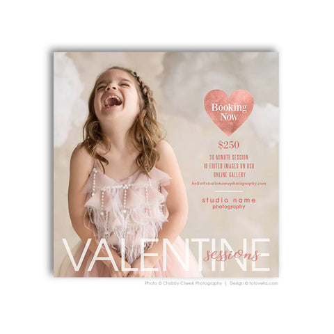 Valentine's Day Mini Session Marketing Template |  Digital Social Media Marketing Board - Valentine's Sessions Promo Card - HEARTFELT 2 - 1634
