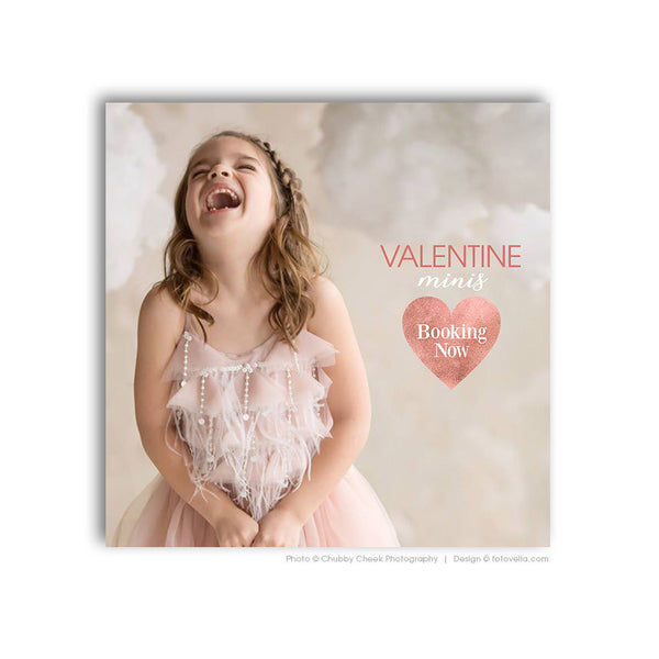 Valentine's Day Mini Session Marketing Template |  Digital Social Media Marketing Board - Valentine's Sessions Promo Card - HEARTFELT 2 - 1634
