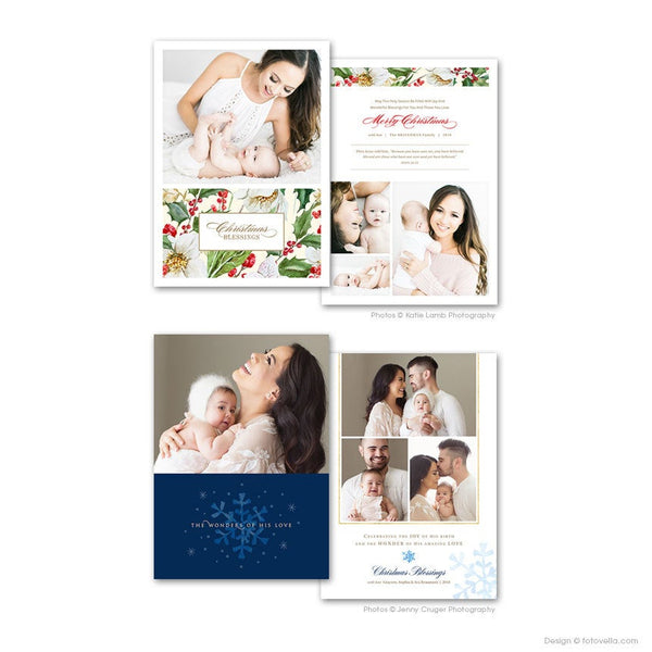 Christian Christmas Photo Card Template - For Photographers - Photoshop Required - CHRISTMAS BLESSINGS BUNDLE - 1612