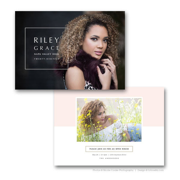 Senior Graduation Announcement Card - Senior Grad Card - Open House Invite - 7x5 Flat Card - Senior Boy or Senior Girl  - RILEY - 1636