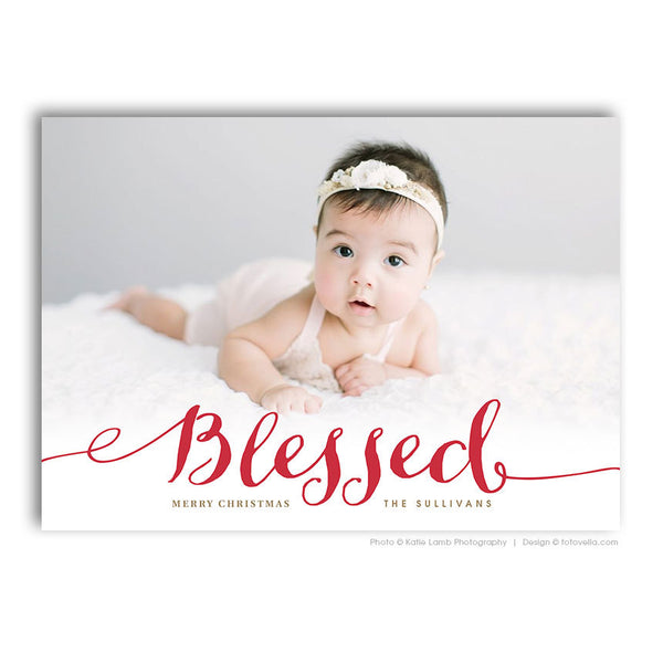 Christmas Photo Card - Photoshop Template For Photographers - BLESSED - 1611