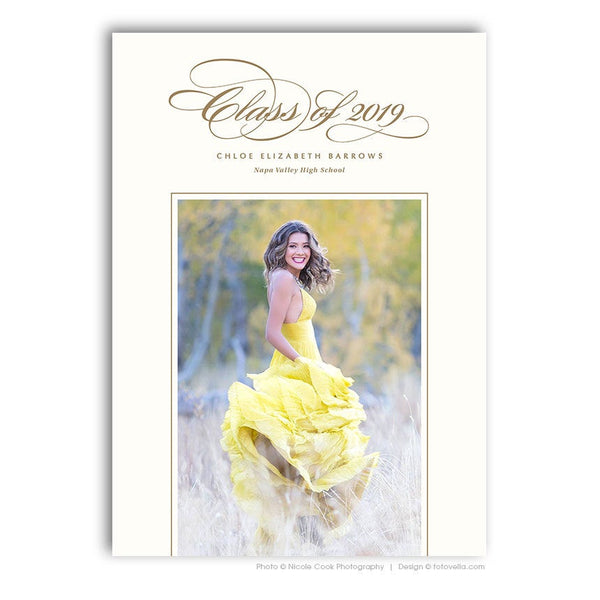 Senior Graduation Announcement Card - Senior Grad Card - Open House Invite - 5x7 Flat Card - CHLOE - 1638