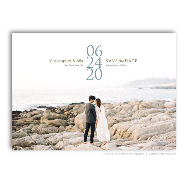 Save The Date Card Photoshop Template - Engagement Announcement Template - For Photographers - Photoshop Required - CHRISTOPHER & MIA - 1644