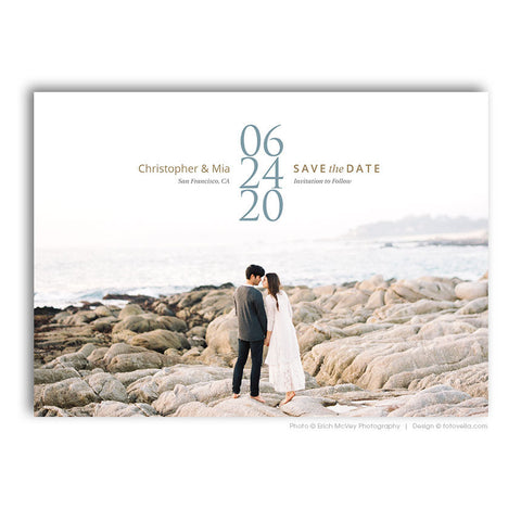 Save The Date Card Photoshop Template - Engagement Announcement Template - For Photographers - Photoshop Required - CHRISTOPHER & MIA - 1644