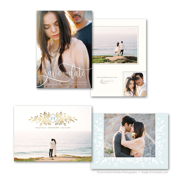 Save The Date Engagement Announcement Cards - 4 Piece Bundle - For Photographers - Photoshop Required - 1646