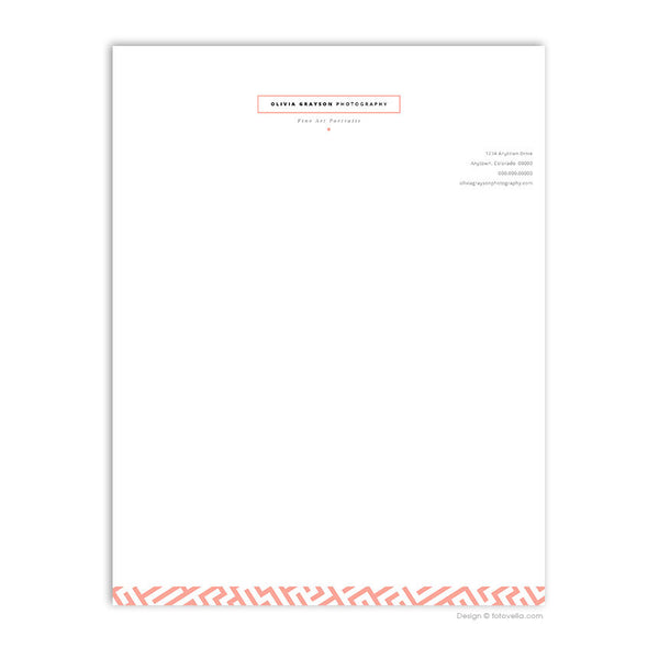 Photographer Letterhead Photoshop Template - Photography Branding Templates - OLIVIA - 1618