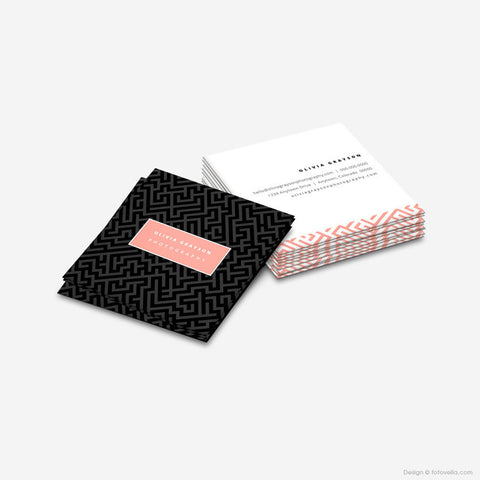 Photographer Square Business Card Photoshop Template - Photography Branding Templates - OLIVIA - 1620