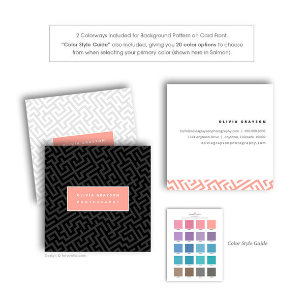 Photographer Square Business Card Photoshop Template - Photography Branding Templates - OLIVIA - 1620