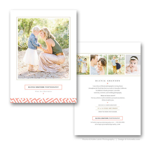 Photographer Promo Card Photoshop Template - Photography 5x7 Marketing Card - OLIVIA - 1623
