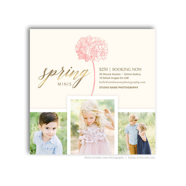 Spring Mini Session Digital Marketing Card - For Photographers - Photoshop Required - PASTEL BLOOMS - 1652