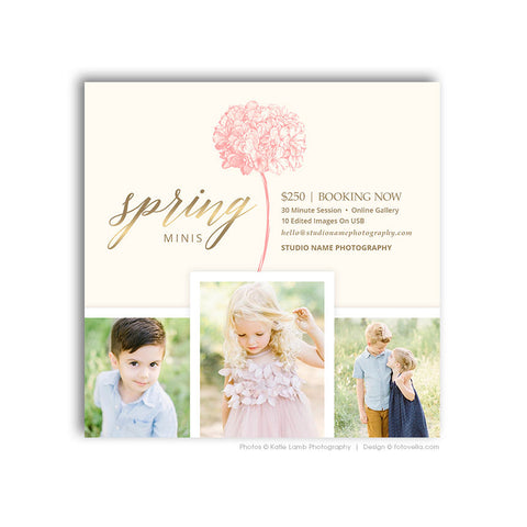 Spring Mini Session Digital Marketing Card - For Photographers - Photoshop Required - PASTEL BLOOMS - 1652