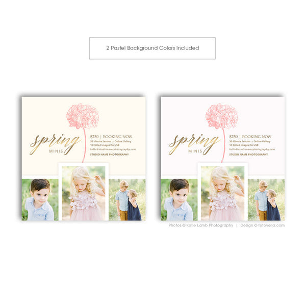 Spring Mini Session Digital Marketing Card - For Photographers - Photoshop Required - PASTEL BLOOMS - 1652