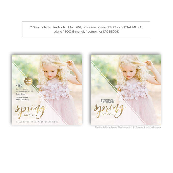 Spring Mini Session Promo Digital Marketing Board - For Photographers - Photoshop Required - 4 PACK BUNDLE - 1654