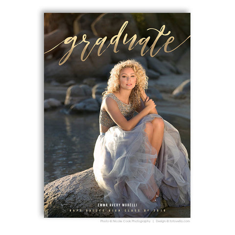 Senior Graduation Announcement Card - Senior Grad Card - Open House Invite - 5x7 Flat Card - Senior Boy or Senior Girl  - EMMA - 1635