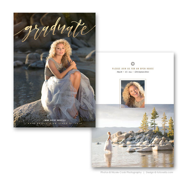 Senior Graduation Announcement Card - Senior Grad Card - Open House Invite - 5x7 Flat Card - Senior Boy or Senior Girl  - EMMA - 1635