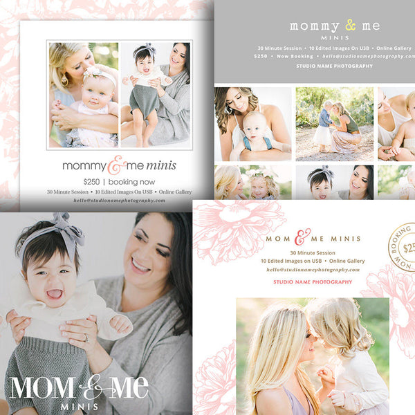 Mommy & Me Minis - Mother's Day Photo Session - Digital Marketing Board - BUNDLE 4 Pak - MOM and ME - 1659