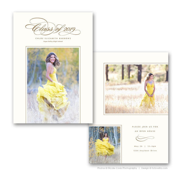 Senior Graduation Announcement Card - Senior Grad Card - Open House Invite - 5x7 Flat Card - CHLOE - 1638