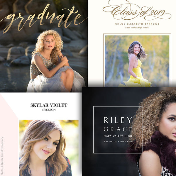 Senior Graduation Announcement Card - Senior Grad Open House Invite - 4 Pack Bundle - 1639