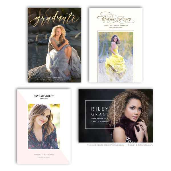 Senior Graduation Announcement Card - Senior Grad Open House Invite - 4 Pack Bundle - 1639