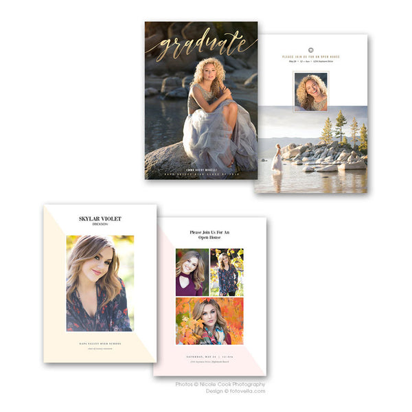 Senior Graduation Announcement Card - Senior Grad Open House Invite - 4 Pack Bundle - 1639