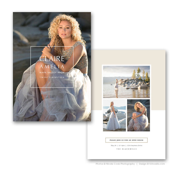 Senior Graduation Announcement Card - Senior Grad Open House Invite - CLAIRE - 1641