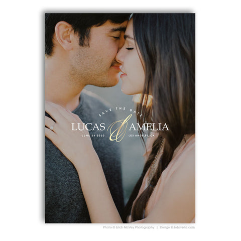 Save The Date Card - Engagement Announcement Card - Photoshop Template For Photographers - LUCAS & AMELIA - 1642
