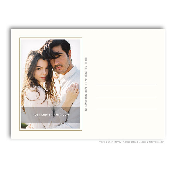Save The Date Card Photoshop Template - Engagement Announcement Template - For Photographers - Photoshop Required - NORA & BENJAMIN - 1643