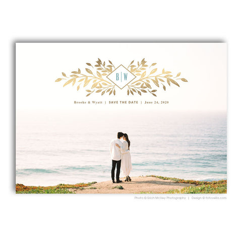 Save The Date Card Photoshop Template - Engagement Announcement Template - For Photographers - Photoshop Required - BROOKE & WYATT - 1645