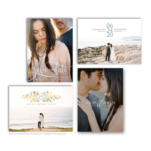 Save The Date Engagement Announcement Cards - 4 Piece Bundle - For Photographers - Photoshop Required - 1646