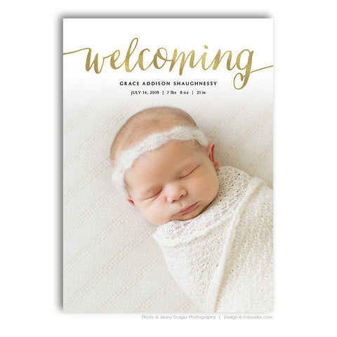 Birth Announcement Card Photoshop Template - 5x7 Photo Card Template - BABY GRACE - 1665