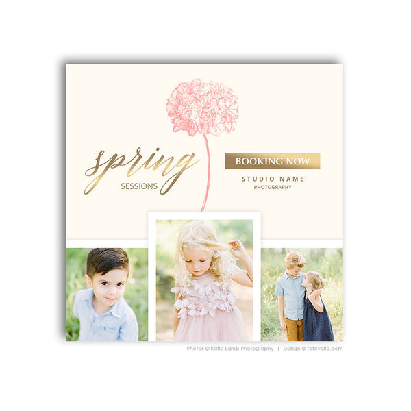 Spring Mini Session Digital Marketing Card - For Photographers - Photoshop Required - PASTEL BLOOMS - 1652
