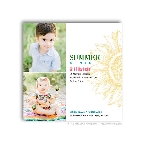 Summer Mini Photo Session Marketing Card - Digital Marketing Card - SUMMER BREEZE 2 - 1661