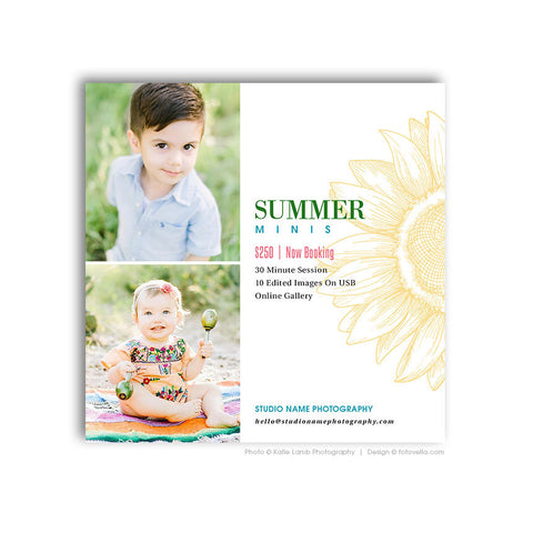 Summer Mini Photo Session Marketing Card - Digital Marketing Card - SUMMER BREEZE 2 - 1661